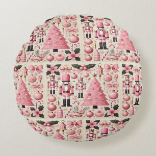 Roze Notenkraker Kerstboom Rond Kussen