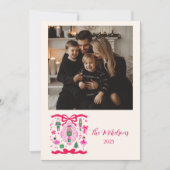 Roze Notenkraker Kerstfoto Feestdagenkaart (Voorkant)