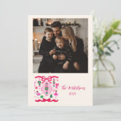 Roze Notenkraker Kerstfoto Feestdagenkaart (Staand voorkant)