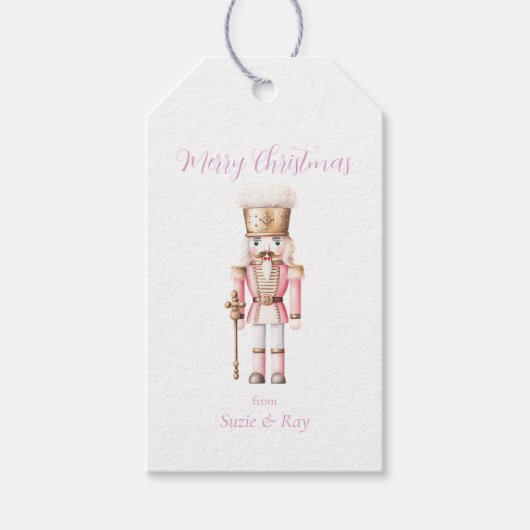 Roze Notenkraker Kerstmis Cadeaulabel (Voorkant)