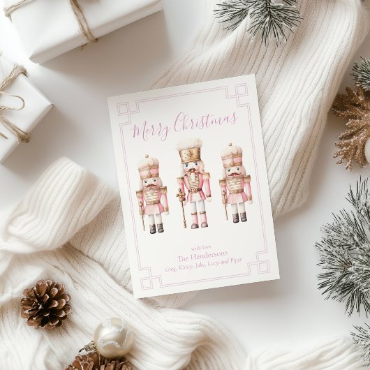 Roze Notenkraker Kerstmis Feestdagenkaart