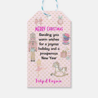 Roze Notenkraker Kerstmis Gepersonaliseerd Cadeaulabel