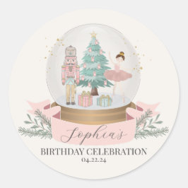 Roze Notenkraker Kerstmis Verjaardagsfeestgunstag Ronde Sticker