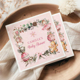 Roze notenkraker meisje Baby shower papier Servet