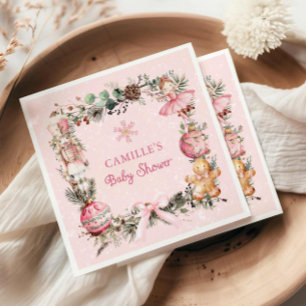 Roze notenkraker meisje Baby shower papier Servet