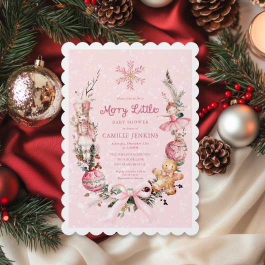 Roze notenkraker Merry Little Baby shower Kaart