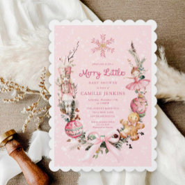 Roze notenkraker Merry Little Baby shower Kaart
