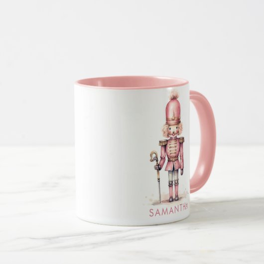  roze notenkraker minimalistisch grillig mok (Voorkant rechts)