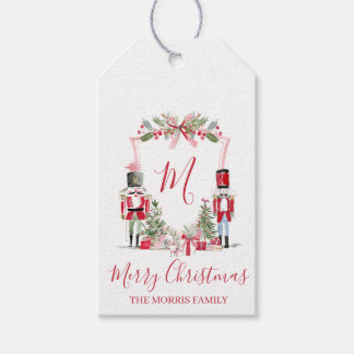 Roze Notenkraker Monogram Wapen Gift Tag Cadeaulabel