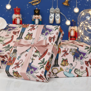 Roze Notenkraker Muizenkoning Ballerina Kerstmis Cadeaupapier