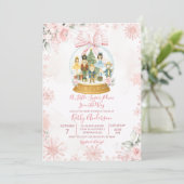 Roze Notenkraker Sneeuwvlok Winter Baby Borrel Kaart (Staand voorkant)