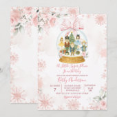 Roze Notenkraker Sneeuwvlok Winter Baby Borrel Kaart (Voorkant / Achterkant)