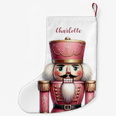 Roze notenkraker soldaat meisjesnaam kleine kerstsok (Achterkant)