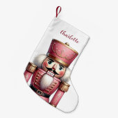 Roze notenkraker soldaat meisjesnaam kleine kerstsok (Voorkant (Hangend))