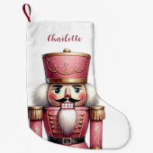Roze notenkraker soldaat meisjesnaam kleine kerstsok (Voorkant)
