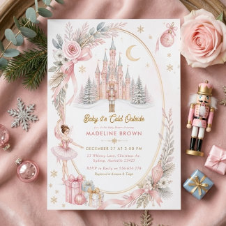 Roze Notenkraker Sugar Plum Baby Shower Kaart
