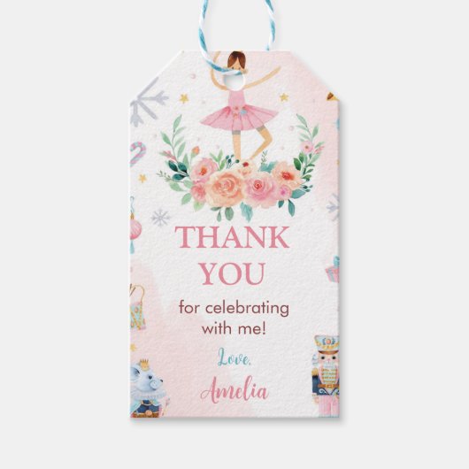 Roze Notenkraker Verjaardag Dank u Favor Gift Labe Cadeaulabel (Voorkant)