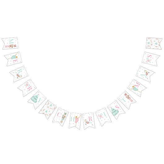 Roze notenkraker vrolijk kerstbanner bunting vlaggetjes (Alle)