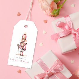  roze Notenkraker Waterverf Minimalistisch Cadeaulabel