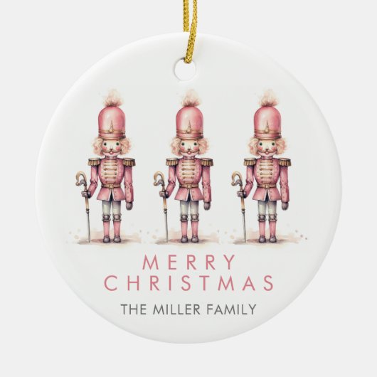  roze Notenkraker Waterverf Minimalistisch Keramisch Ornament (Voorkant)