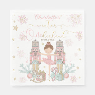 Roze Notenkraker Winter Onederland 1e Verjaardag Servet
