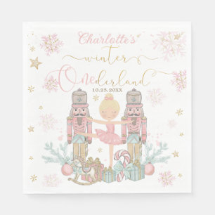 Roze Notenkraker Winter Onederland 1e Verjaardag Servet