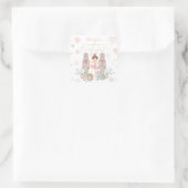 Roze Notenkraker Winter Onederland 1e Verjaardag Vierkante Sticker (Tas)
