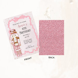 Roze Notenkraker Winter Verjaardag Party uitnodigi Kaart