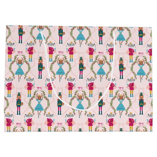 Roze notenkrakerdieren patroon groot cadeauzakje (Achterkant)