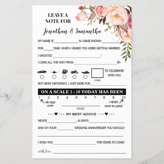 Roze notitie voor een paar bruiloft-ontvangstkaart flyer (Voorkant)