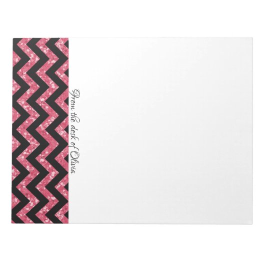 Roze Notitieblok Glitter Chevron (Voorkant)