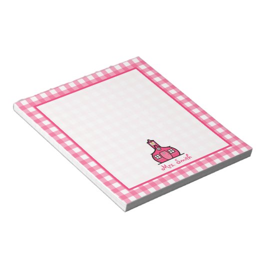 Roze Notitieblok van de leraar Gingham (Schuin)