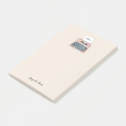 Roze Notitieblok voor retro-schrijfmachine Post-it® Notes (Schuin)