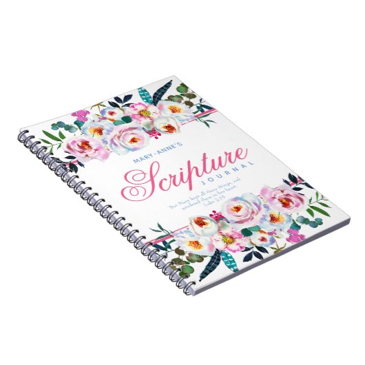 Roze Notitieboek met de Floral Named Scripting (Rechterzijde)