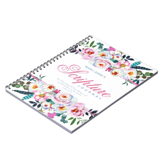 Roze Notitieboek met de Floral Named Scripting (Linkerzijde)