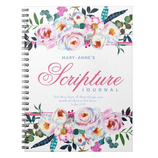  Roze Notitieboek met de Floral Named Scripting (Voorkant)