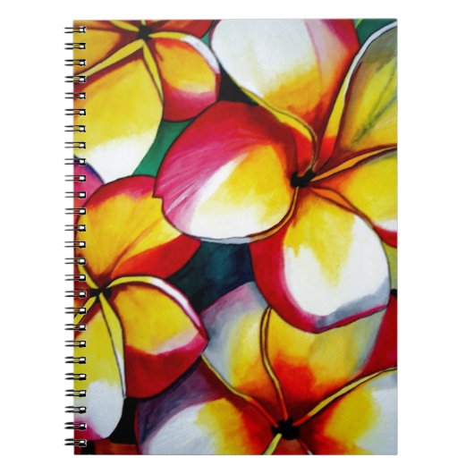 Roze notitieboek van Frangipani-bloem (Voorkant)