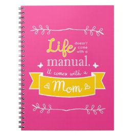 Roze notitieboek voor mama met citaat