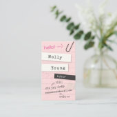 Roze notitieboekje visitekaartje (Staand voorkant)