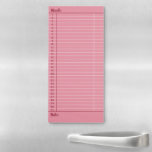 Roze Notities & Dagen van de Maand Planner Magnetisch Notitieblok<br><div class="desc">Praktische maandplanner in de vorm van een magnetisch notitieblok kun je op de koelkast bewaren met een roze achtergrond en rode details met de dagen van de maand, 1 tot 31, praktijklijnen, een plek waar je de maand kunt schrijven en een ruimte om notities op te schrijven als dat nodig...</div>