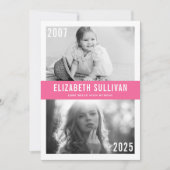 Roze Nu en Dan Foto Collage Afstuderen Kaart (Voorkant)