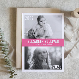 Roze nu en Foto Collage Afstuderen Kaart