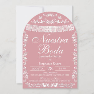 Roze Nuestra Boda Papel Picado Spaanse Bruiloft Kaart