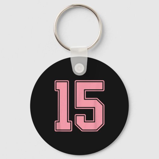 Roze nummer 15 jersey speler uniform #15 sleutelhanger (Voorkant)