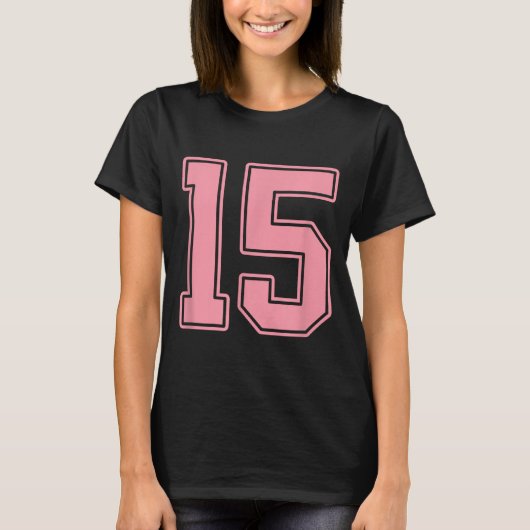 Roze nummer 15 Jersey Speler Uniform #15 T-shirt (Voorkant)