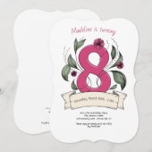 Roze nummer 8 Birthday Party Kaart (Voorkant / Achterkant)