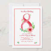 Roze Nummer 8 Uitnodiging (Voorkant)