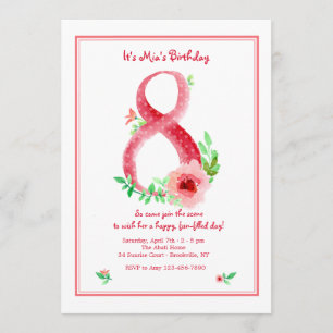 Roze nummer 8 Uitnodiging