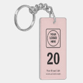 Roze Nummer | Aangepast Zakelijk Eigendomslogo Ont Sleutelhanger (Voorkant Links)