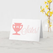 Roze nummer één Zuster Trophy Happy Birthday Kaart (Gele Bloem)